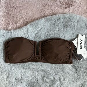 Dkny brown strapless bikini swim bandeau